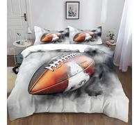 Housse de Couette en Microfibre Football Américain Gris Fumée Parure de Lit Imprimé 2 Personne 200x200 cm, Literie Sets de Housses de Couettes avec Fermeture Éclair et 2 Taies d'oreiller 65x65 cm