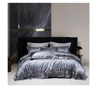 Housse de couette en satin, Ensemble de literie luxe en coton égyptien et marbré Jacquard, ensemble , housse couette douce soyeuse, couvre-lit matelassé taies d'oreiller, 100S(A,Queen Size 4pcs)