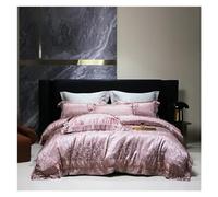 Housse de couette en satin, Ensemble de literie luxe en coton égyptien et marbré Jacquard, ensemble , housse couette douce soyeuse, couvre-lit matelassé taies d'oreiller, 100S(D,King Size 4pcs)