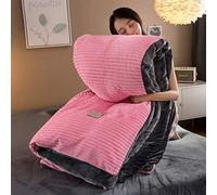 Housse de couette en velours côtelé doux, housse de couette confortable et chaude avec fermeture à glissière, literie d'hiver Double housse de couette en velours rose King: 220x240cm (86.6x94.5inch)