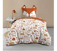 Housse de Couette Enfant 140 x 200 cm + 1 Taie - ROXY - 42 fils - Réversible avec Taie Tête de Renard