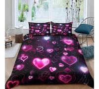 Housse De Couette Enfant 200X200 Cm Forme De Coeur pour La Saint-Valentin Parure De Lit Personne avec Housse De Couette en Microfibre Et Taies d'oreiller, 3D Imprimé Ensemble De Literie P-20889903580
