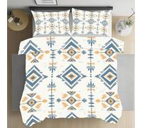 Housse de Couette Enfant Aztèque Sud-Ouest Ethnique Tribal Housse de Couette 90x190 cm Géométrique Abstrait Vintage Parure de Lit Microfibre Fermeture Éclair avec 2 Taies d'oreiller 65x65cm