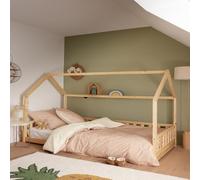 Housse de Couette Enfant imprimée en Percale de Coton, Mini Vichy, 200 x 200 cm, ESSIX, Beige Moyen