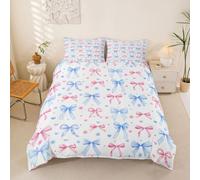 Housse de Couette Enfant Nœud Rose Parure de Lit 220x240 Cœur d'Amour Mignon Sets de Housses de Couettes Fantaisie Romantique Rose Couvre Lit Nœud Princesse RêveurDécor de Chambre Esthétique Kawaii