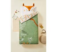 Housse de couette enfant + taie d'oreiller en flanelle dumbea vert 140X200 63X63