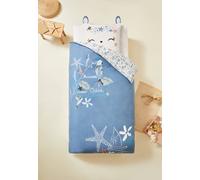 Housse de couette enfant + taie d'oreiller en flanelle océan d'amour bleu 140X200