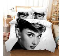 Housse De Couette Et 2 Taies D'oreiller Audrey Hepburn Parure De Lit Double En Microfibre Avec Fermeture Éclair