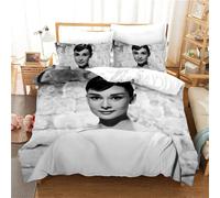 Housse De Couette Et 2 Taies D'oreiller Audrey Hepburn Parure De Lit Double En Microfibre Avec Fermeture Éclair
