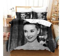 Housse De Couette Et 2 Taies D'oreiller Audrey Hepburn Parure De Lit Double En Microfibre Avec Fermeture Éclair