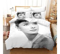 Housse De Couette Et 2 Taies D'oreiller Audrey Hepburn Parure De Lit Double En Microfibre Avec Fermeture Éclair