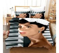 Housse De Couette Et 2 Taies D'oreiller Audrey Hepburn Parure De Lit Double En Microfibre Avec Fermeture Éclair