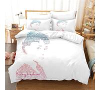 Housse De Couette Et 2 Taies D'oreiller Audrey Hepburn Parure De Lit Double En Microfibre Avec Fermeture Éclair