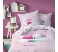 Housse de couette et taie d'oreiller 100% coton Peppa Pig Dream - Taille : 140x200 cm - 63x63 cm