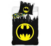 Housse de couette et taie d'oreiller - Batman - Logo Gotham - 140x200 cm - Réversible - 100% coton