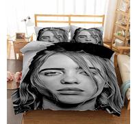 Housse De Couette Et Taie D'oreiller En Microfibre, Parure De Lit Billie Eilish Pour Fille Et Garçon Avec Fermeture Éclair, Be