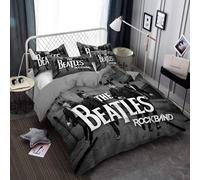 Housse De Couette Et Taie D'oreiller En Microfibre, Parure De Lit The Beatles Pour Fille Et Garçon Avec Fermeture Éclair, Musique