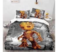 Housse De Couette Et Taie D'oreiller Marvel Groot Les Gardiens De La Galaxie Parure De Lit Garcon Fille Decoration De Chambre Cadeau Simple Double Taille
