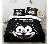 Housse De Couette Et Taie D'oreiller Motif Dessin Anime, Motif Animal Félix Le Chat, Parure De Lit Pour Garcon S Et Filles, Decoration De Chambre, Cadeau Pour Enfants, Taille Simple, Double, King Size
