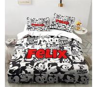 Housse De Couette Et Taie D'oreiller Motif Dessin Anime, Motif Animal Félix Le Chat, Parure De Lit Pour Garcon S Et Filles, Decoration De Chambre, Cadeau Pour Enfants, Taille Simple, Double, King Size