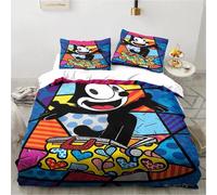 Housse De Couette Et Taie D'oreiller Motif Dessin Anime, Motif Animal Félix Le Chat, Parure De Lit Pour Garcon S Et Filles, Decoration De Chambre, Cadeau Pour Enfants, Taille Simple, Double, King Size