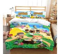 Housse De Couette Et Taie D'oreiller Motif Dessin Anime, Parure De Lit Animal Crossing, Decoration Pour Chambre De Garcon Et Fille, Cadeau Pour Enfant, Taille Simple, Double Ou King Size