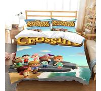 Housse De Couette Et Taie D'oreiller Motif Dessin Anime, Parure De Lit Animal Crossing, Decoration Pour Chambre De Garcon Et Fille, Cadeau Pour Enfant, Taille Simple, Double Ou King Size