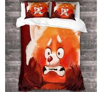 Housse De Couette Et Taie D'oreiller Motif Dessin Anime « Turning Red », Parure De Lit Mignonne Pour Chambre À Coucher, Ensemble De Couettes Pour Garcon Et Fille, 2/3 Pieces