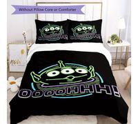 Housse De Couette Et Taies D'oreiller Toy Story 3 - Noir Avec Motif De Point Coloré, Fermeture Éclair, Polyester, Idéal Pour Halloween, Noël, Thanksgiving,