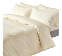 Housse de couette et taies d'oreiller unies coton égyptien 200 fils Crème 230 x 220 cm