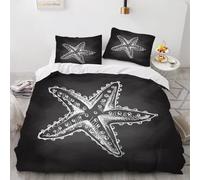 Housse de Couette étoile De Mer 2 Personnes 3D Vie Marine Parure de lit 200x200cm 3 Pièces Microfibre Douce Linge de lit Fermeture Éclair avec Taies d'oreiller 65x65cm(Image 8-3)