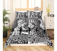 Housse De Couette Feelyou Music Guitar Note De Piano Mélodie Ballet Décor Parure De Lit Pour Enfants Garçons Filles Instruments De Musique Housse De Couette Moderne Noir Blanc Couv