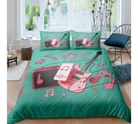 Housse De Couette Feelyou Music Guitar Note De Piano Melody Decor Parure De Lit Pour Enfants Garçons Filles Rock Instruments De Musique Housse De Couette Popstar Party Vert Couvre-