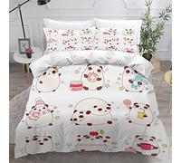 Housse de Couette Fermeture Eclair 220x240 Panda Mignon Housse de Couette Style Kawaii Sets de Housse Couette Microfibre Qualité Supérieure Ultra Doux Literie Set 3 Pièces