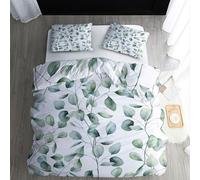 Housse de Couette Feuilles Vertes 240x260 - Parure de Lit 2 Personne Plante - Ensemble de Literie en Microfibre Douce avec Fermeture éclair, 2 Taies d'oreiller 65x65 cm