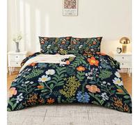 Housse de Couette Fleurs Sauvages à la manière de William Morris Adulte Parure de Lit Réversible 240 x 260 cm Douce, légère et Facile d'entretien Fille Linge de Lit avec Fermeture
