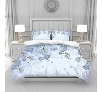Housse De Couette Fleurs Violettes Parure De Lit 2 Personnes,Microfibre, Extra Doux, Respirant Et Lavable Ensembles Literie avec Fermeture Éclair Et Taies d'oreiller,Parure 3 Pièces