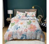 Housse de Couette Florale Pour Fille,Parure de Lit 260X240 à Fleurs Roses,Housse de Couette Romantique Française Esthétique avec Taies D'Oreiller,Couvre-Lit Doux et Respirant Pour Enfants et Adult