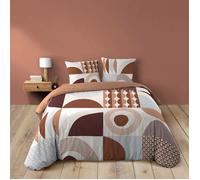 Douceur d'Intérieur Housse de couette GEMMA 240x220cm +2 taies 63x63cm Coton 42 fils Terracotta
