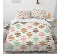 Housse de Couette Géométrie 1 Personne 3D Rétro Parure de lit 140x200cm 2 Pièces Microfibre Douce Linge de lit Fermeture Éclair avec Taies d'oreiller 65x65cm(Image 13-1)