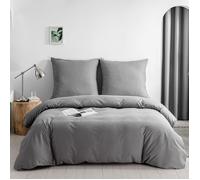 Housse de couette - GOOD NITE - Microfibre - 240x220 cm - Gris uni - Fermeture éclair cachée