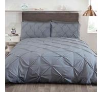 Rapport London Housse de couette Balmoral Double Gris Broche de rangement Luxe