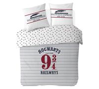 Warner - Housse De Couette Harry Potter Hogwarts Express 220x240 cm + 2 taies d'oreillers 63x63 cm - Coton - Blanc