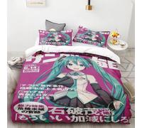 Housse De Couette Hatsune Miku Anime Singer Beautiful Girl Parure De Lit Dessin Anime Avec 2 Taies D'oreiller Pour Femmes Hommes Adolescents Chambre