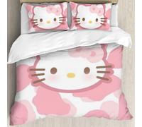 Housse De Couette Hello Cat Kitty Pour Enfants, Motif Dessin Anime Rose Kawaii, Pour Lit Double, 228 X 172 Cm