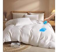 Housse de couette imperméable, lavable et réutilisable - Housse de couette respirante avec fermeture éclair pour animaux domestiques, chiens, chats, enfants, personnes âgées (Blanc,140 x 200 cm)