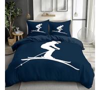 Housse de Couette imprimé Illustration Art Design Skieur 240 x 220 cm, Parure de lit Simple Style avec 2 taies d'oreiller - Parure de lit Housse de Couette Facile d'entretien avec Fermeture éclair
