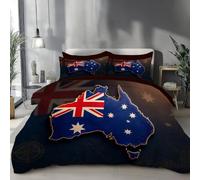 Housse De Couette Imprimé La Croix Du Sud Sur La Carte L'Australie, Parure De Lit En Microfibre Carte Artistique Du Drapeau National 200 X 200 Pour Étudiants Locataires Housse De Couette - Bleu Marine