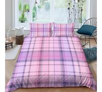 Housse de Couette Imprimée 3D Carreaux, Microfibre Drap de Lit Fermeture