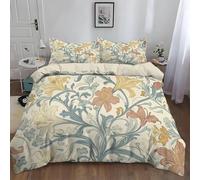 Housse de Couette Imprimée 3D Sarments en Volutes Style Morandi 200x200 cm, Parure de Lit Fleurs De Lys pour Ado Adulte, Ensemble de Literie en Microfibre Douce avec 2 Taies d’Oreiller d-335